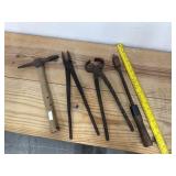 Collection Of Vintage Black Smith Farrier Tools