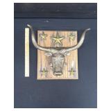 Vintage HEAVY Cast Iron Longhorn Mounted Head