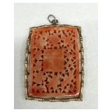 J.J. Jonette Faux Carved Coral Pendant