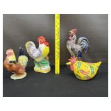 4 Rooster Figurines Royal Copley Figurine & More