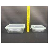 Two Air Tight Glass Food Storage Containers