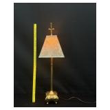 Gold Metal Base Lamp Fleur De Lis Finial