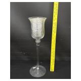 Tall Jeweled Pedestal Glass Candlestick