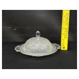 Vintage Sandwich Glass Dome Covered Butter