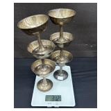 6 Antique Wallace Sterling Chalice Goblets 31 Ozs