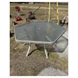 Hexagon Outdoor Patio Table Textured Glass
