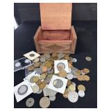 Box Old Coins Buffalo Nickle Wheat Foreign