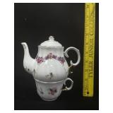 Hydrangea Porcelain Tea Pot For One New