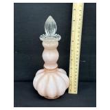 Vintage Fenton Pink Melon Perfume Bottle 9"