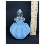 Vintage Fenton Blue Melon Perfume Bottle 4 3/4"