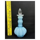 Vintage Fenton Blue Melon Perfume Bottle 7"