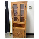 Vintage Folk Art Knotted Pine Corner Cabinet
