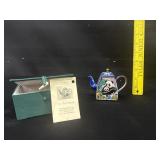 Vintage Hand Painted Miniature Enamel Teapot