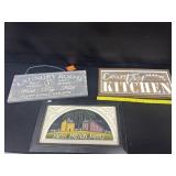 3 Signs Wood Metal Distressed