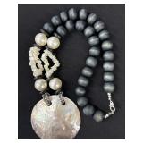 Vintage Large Mother of Pearl Beaded Necklace