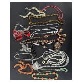 Large Lot of Vintage Necklaces Glass & More