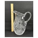 Vintage Crystal Etched Water Iced Tea Pitcher 9"