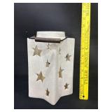 Star Cutout Ceramic Lantern Wood Handle