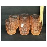 6 Pink Depression Jeanette Glass Tumblers 1930