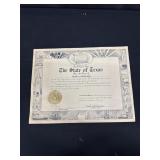 WWII State Of Texas Loss Of Life Certificate
