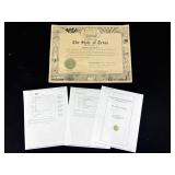 WWII State Of Texas Loss Of Life Certificate