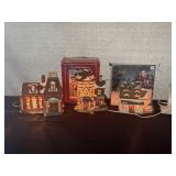 3 Lighted Porcelain Christmas Village Houses