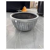 Grey Grooved Ribbed Bowl Planter
