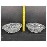 2 Mid Century Large Pressed Glass Bowl