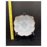 Milk Glass Embossed Grape Bowl Gold Trim