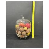 Large Glass Pumpkin Filled W/ Fall Fruit