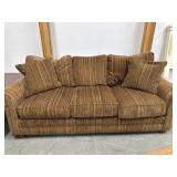 Century Earth Tone Fabric Sofa W/ Down Pillows