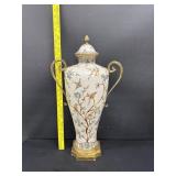 Ornate Hand Painted Craquelure Porcelain Urn