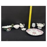 Vintage Porcelain Gravy Creamers Bowls Trinket