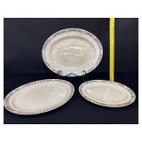 3 Antique Trellis Rose A.B. Jones Platters