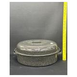 Vintage Black Enamelware Roaster