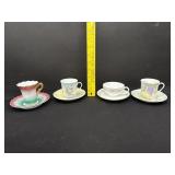 4 Vintage Demitasse Cups & Saucers