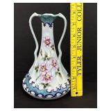 Vintage 2 Handled Floral Porcelain Vase