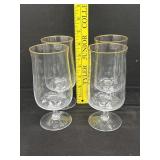 4 Vintage Lenox Crystal Gold Rim Water Stems