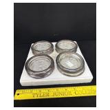 Italy Crystal & Silver Coaster Ashtray Set