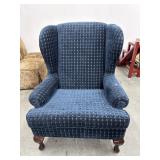 Navy Wingback Armchair W/ Queen Anne Legs