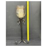 Tall Bronze Finish Metal Hurricane Candle Holder