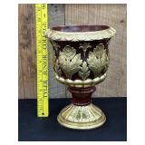 Vintage Brown & Gold Gilded Urn or Footed Planter