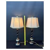 2 Black & Gold Baroque Style Table Lamps