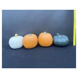 4 Halloween Pumpkins Orange White Green