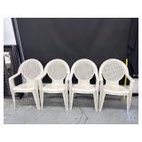 4 Round Back Fiberglass Arm Patio Chairs