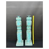 Tall Vintage Distressed Porch Post Candle Holders