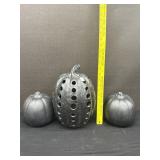 3 Black Pumpkins 2 Plastic 1 Ceramic