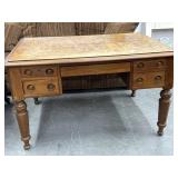 Antique Solid Wood Partners Desk (2 sided)