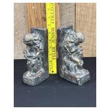Vintage Carved Wood Boy Girl Bookends