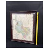 Vintage Style Republic of Texas Framed Map 32x37